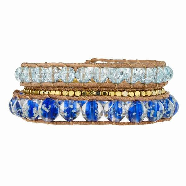 Blue Glass Beads on Natural | Victoria Emerson