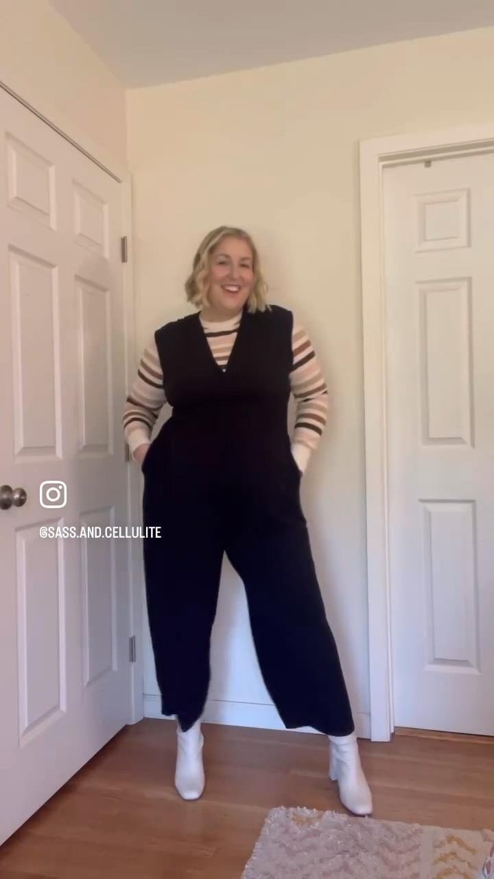 The comfiest coziest jumpsuit & I love layering it with this fun striped long sleeve! Wearing XL in both  

#LTKSeasonal #LTKStyleTip #LTKPlusSize