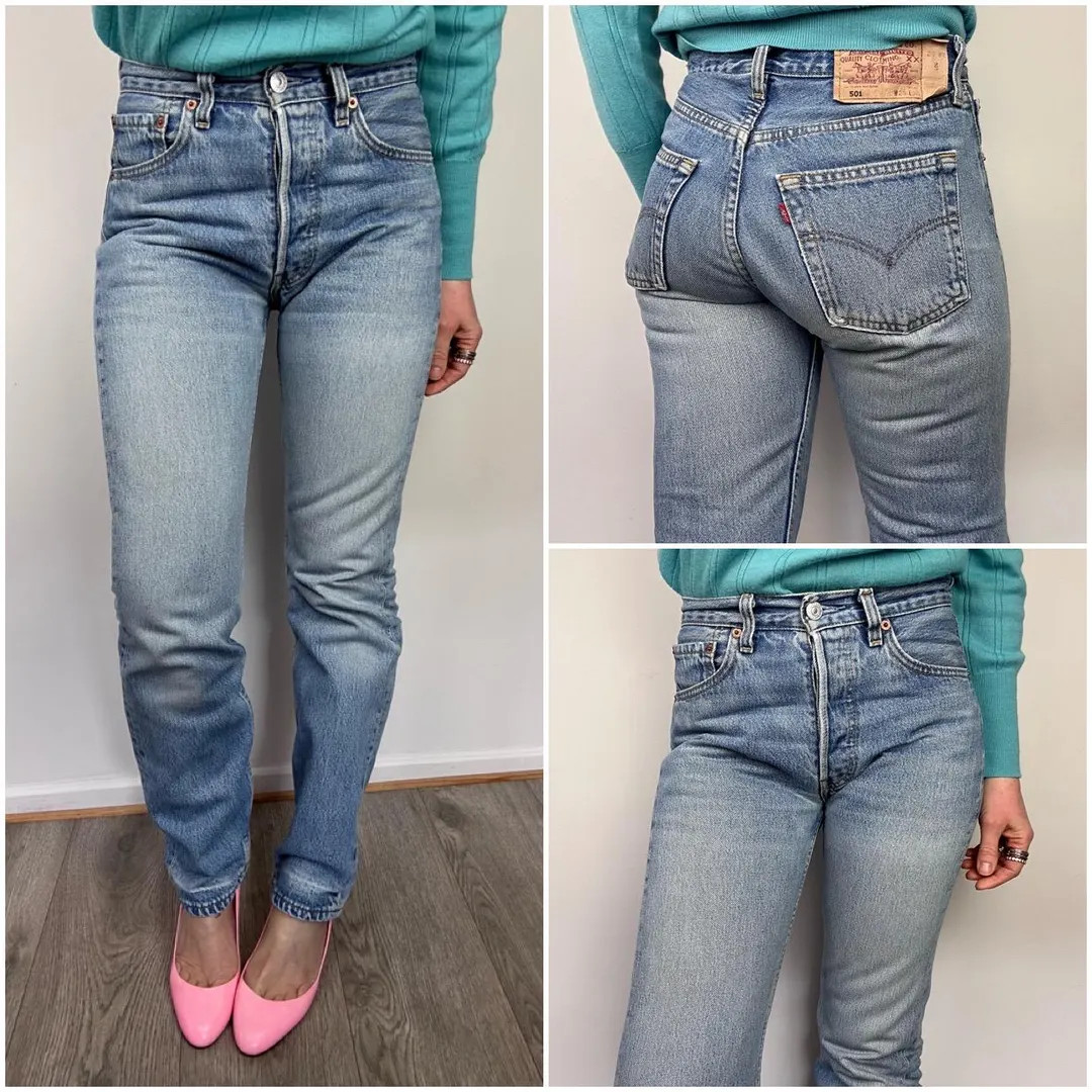 Levis 501 vintage w26 L31 jeans 501s stonewash blue washed Levi's denim straight leg buttonfly 20... | Etsy (US)