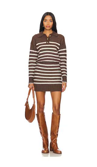 Brynda Dress in Brown & Creme | Brown Mini Dress | Womens Fall Dress | Revolve Clothing (Global)