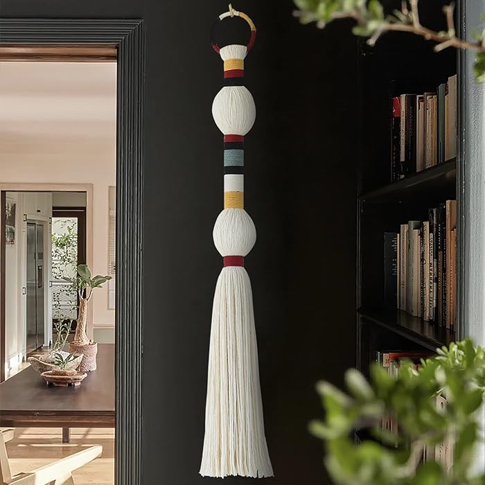 IOWER Macrame Wall Art Hanging Decorative Balls Colorful Knot Tassel Hanging Fiber Yarn Art Handm... | Amazon (US)