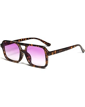 VANLINKER Retro 70s Square Aviator Sunglasses for Women Men Vintage Trendy Rectangle Sun Glasses ... | Amazon (US)