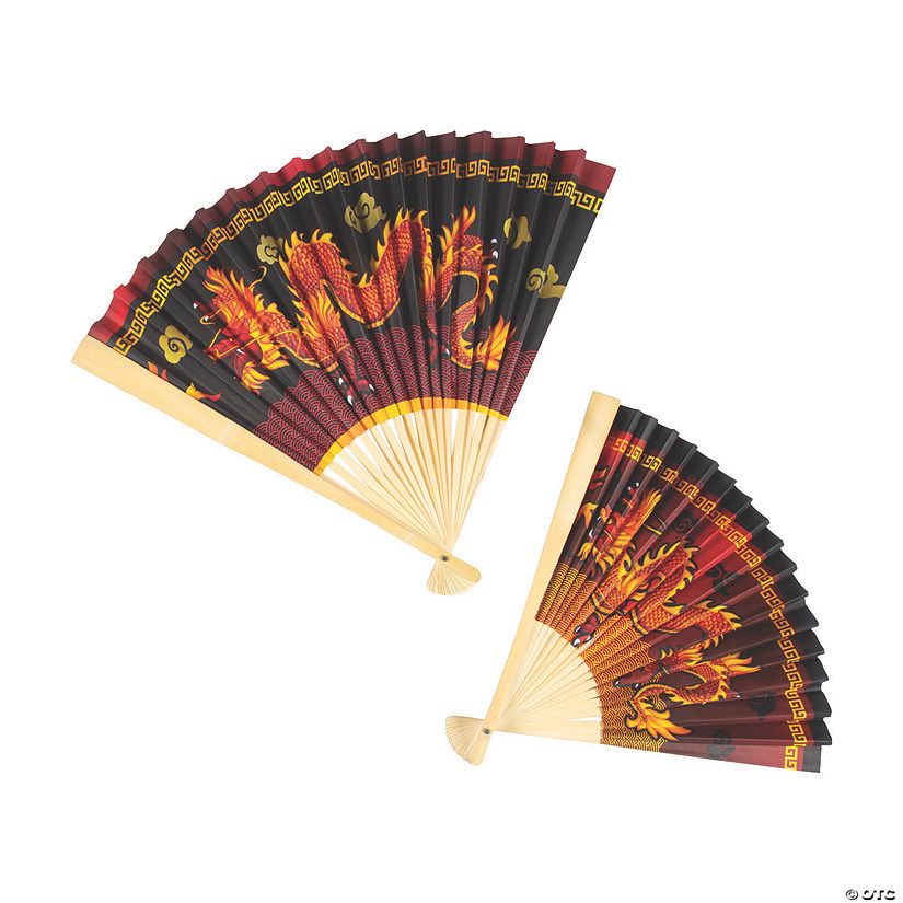 Jumbo Lunar New Year Bamboo Paper Hanging Fans - 2 Pc. | Oriental Trading Company