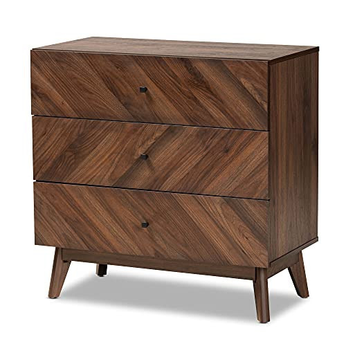 Baxton Studio Hartman Mid-Century Modern Walnut Brown Finished Wood 3-Drawer Storage Chest | Amazon (US)