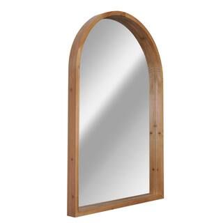 Deco Mirror Arch Natural Wood Wall Hanging Framed Decorative Mirror - 24 in. x 36 in. 382980WEB -... | The Home Depot