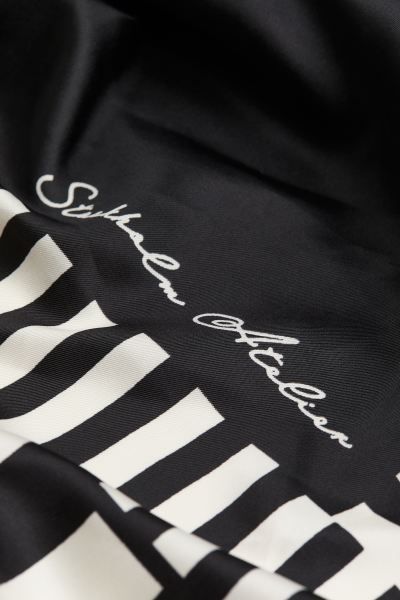 Printed Satin Scarf - Black/striped - Ladies | H&M US | H&M (US + CA)