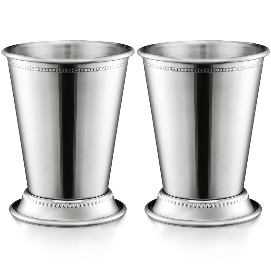 ZEAYEA Set of 2 Mint Julep Cups, Classic Stainless Steel Glasses for Party Bar Home Restaurant, 1... | Amazon (US)