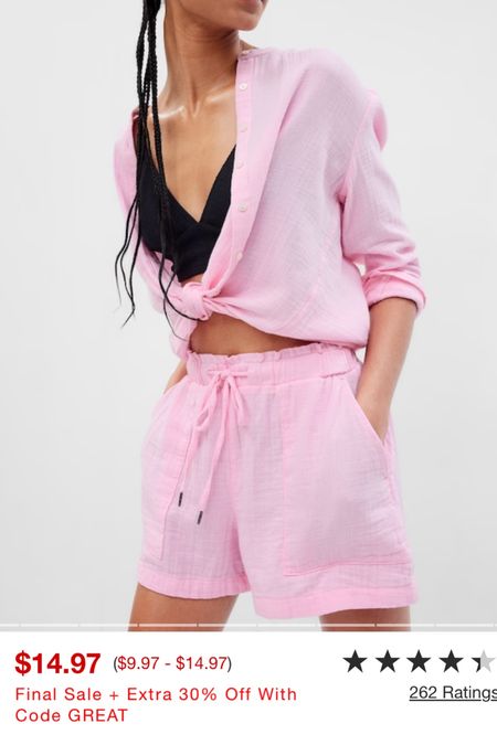 Pink gauze shorts 
Travel outfit 
 


#LTKtravel #LTKsalealert #LTKSeasonal