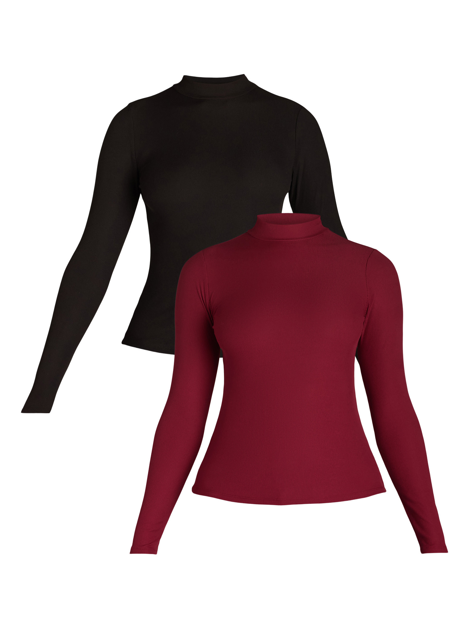 No Boundaries Juniors Mock Neck Top with Long Sleeves, 2-Pack, Sizes XXS-XXL | Walmart (US)