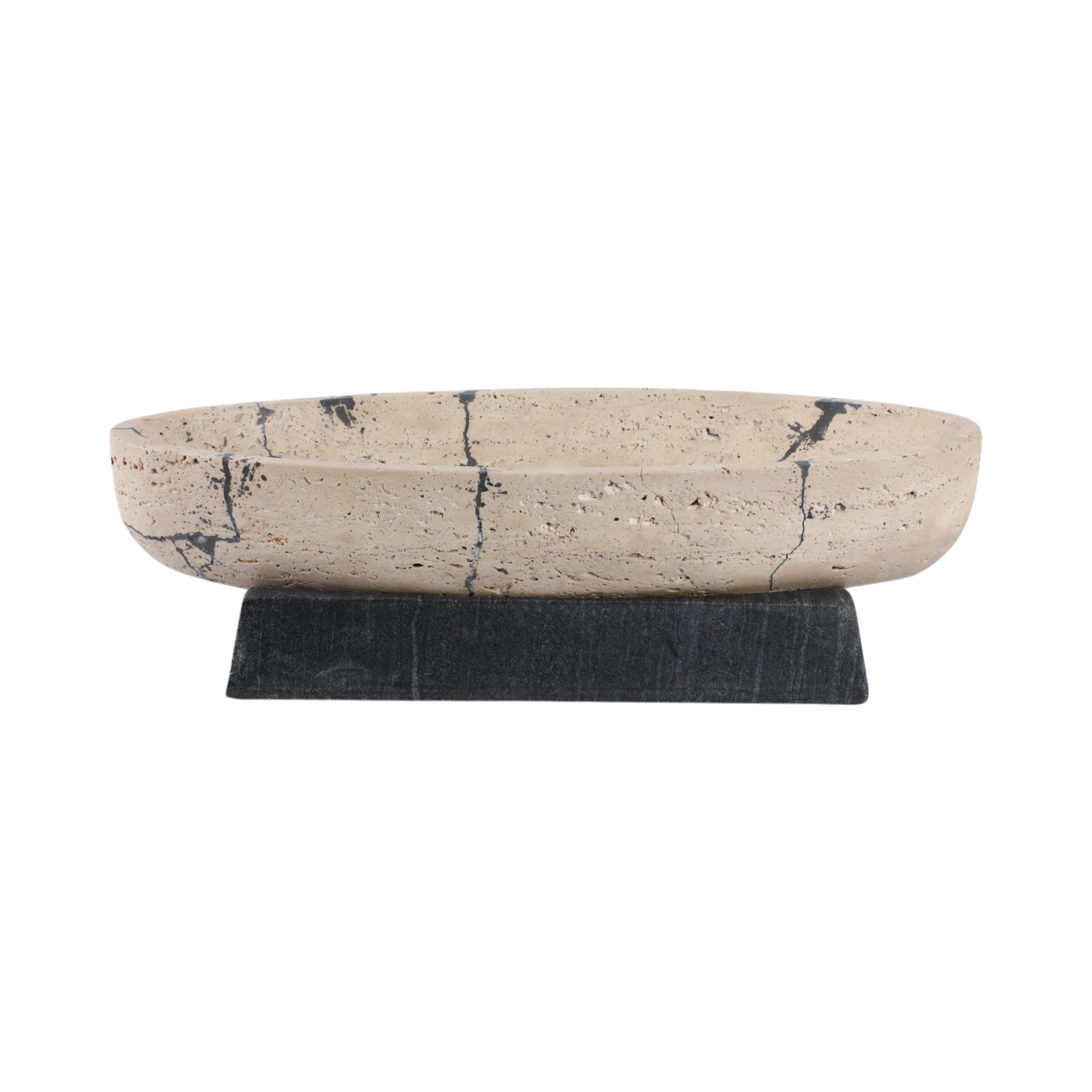 Orren Ellis 18" Gorda Crackle Travertine And Stone Bowl, Ivory/Tan & Reviews | Wayfair | Wayfair North America