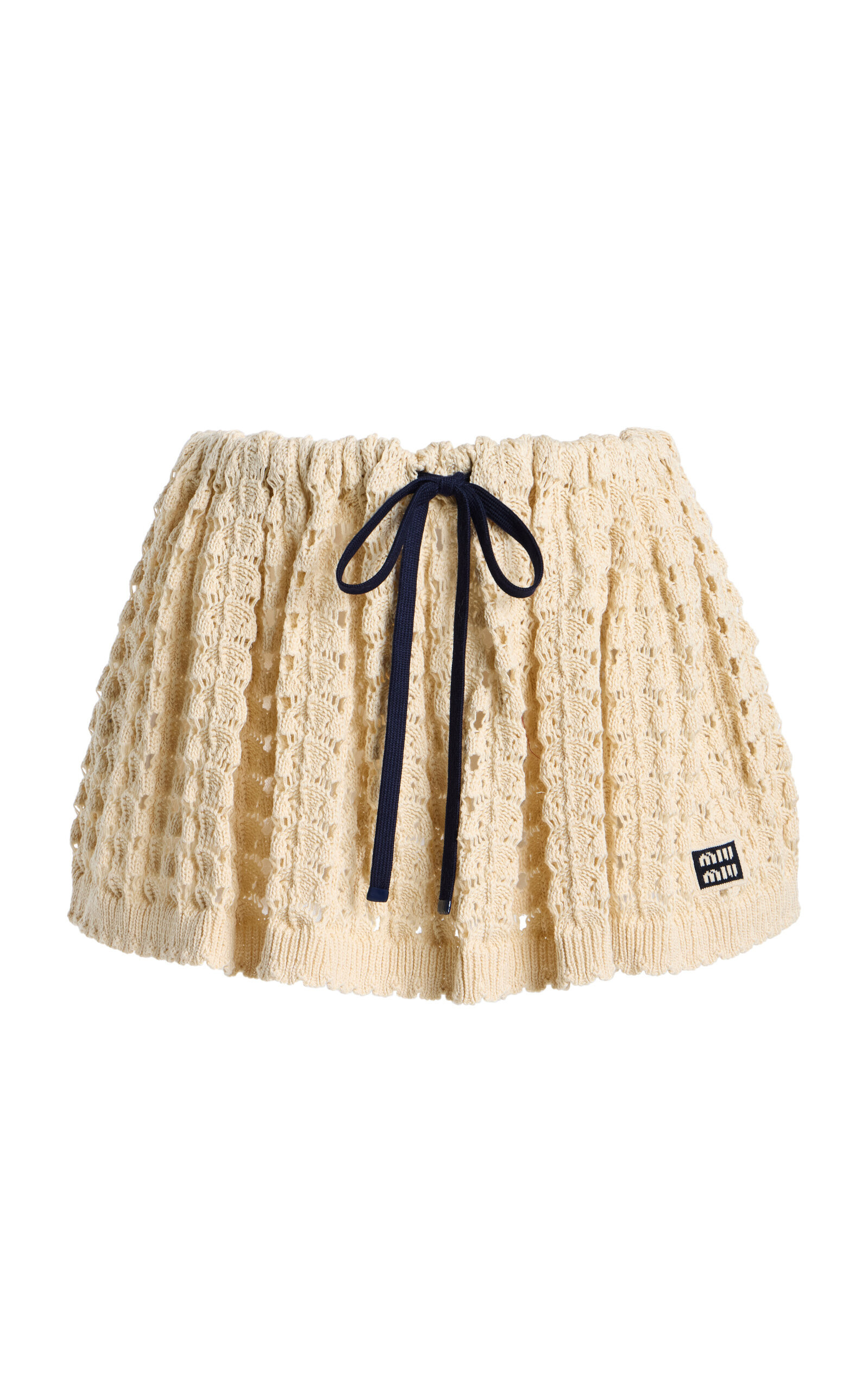 Miu Miu Crocheted Cotton Mini Drawstring Skirt - Moda Operandi | Moda Operandi (Global)