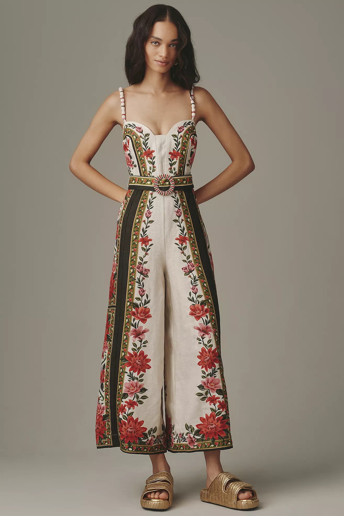 Farm Rio Wonder Rio Belted Linen Jumpsuit | Anthropologie (US)