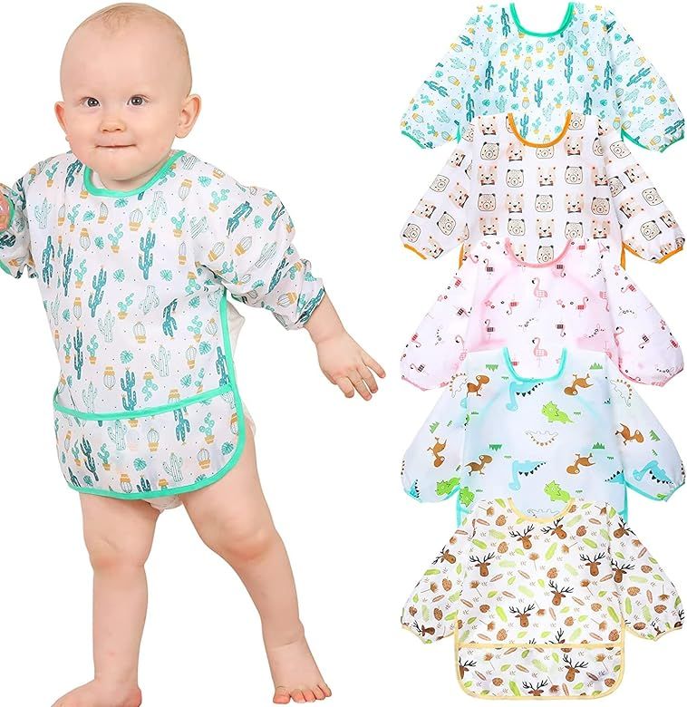 Lictin Baby Bibs for Boys Girls - Long Sleeve Bib, Waterproof Toddler Bibs, 0-24 Months Neutral B... | Amazon (US)