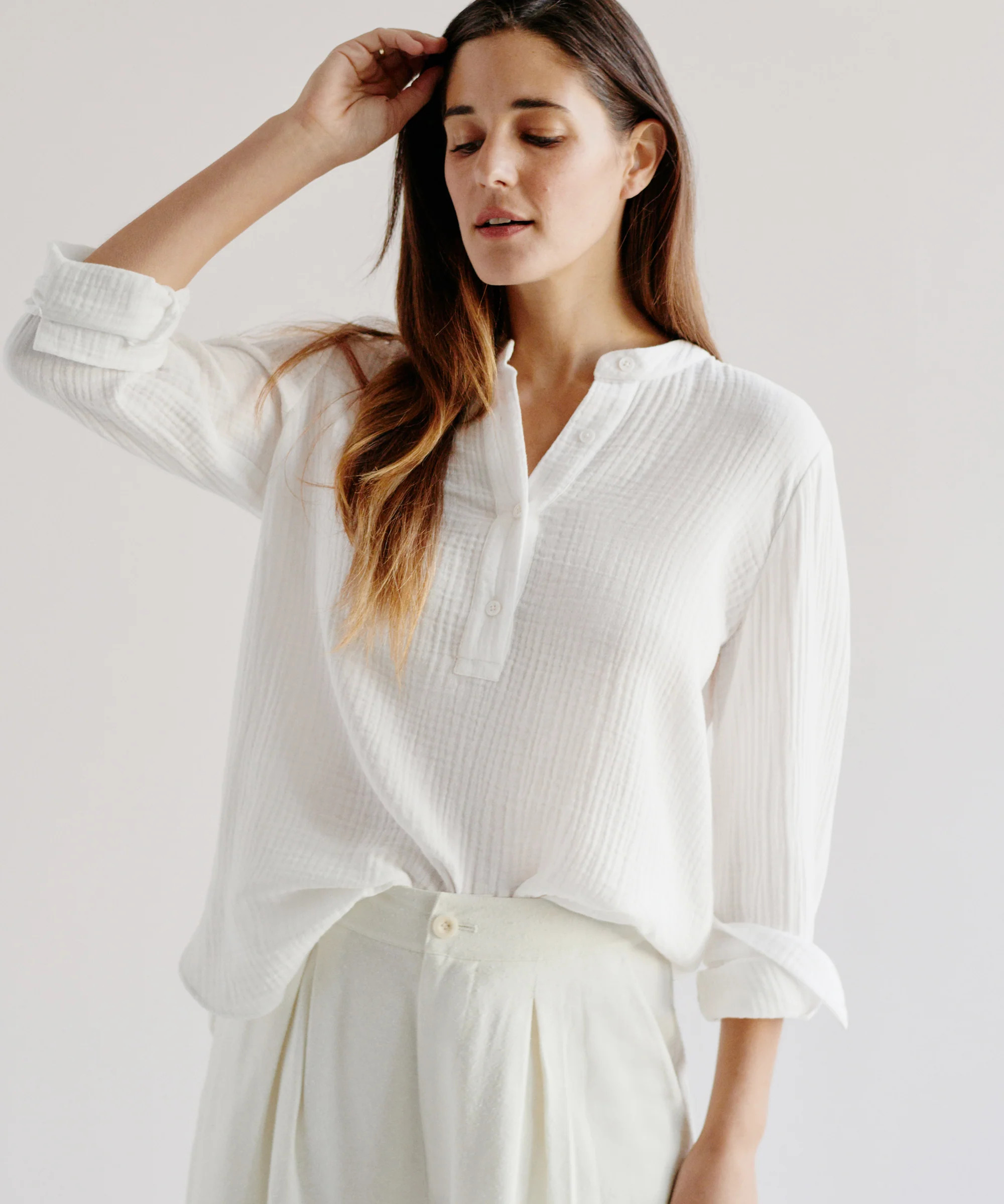 Cypress Collarless Shirt | Jenni Kayne