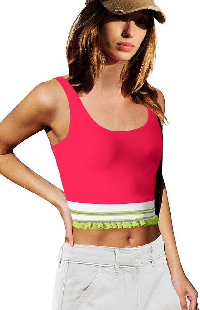 LAMISSCHE Womens Sports Bras Workout Tank Tops with Built in Bras Sleeveless Crop Padded Tank Ath... | Amazon (US)