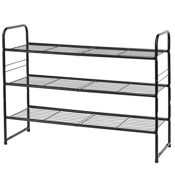 Shoes Rack Shelf for Closet Metal Stackable Shoe Storage Organizer, Wire Grid, 3-Tier | Wayfair North America