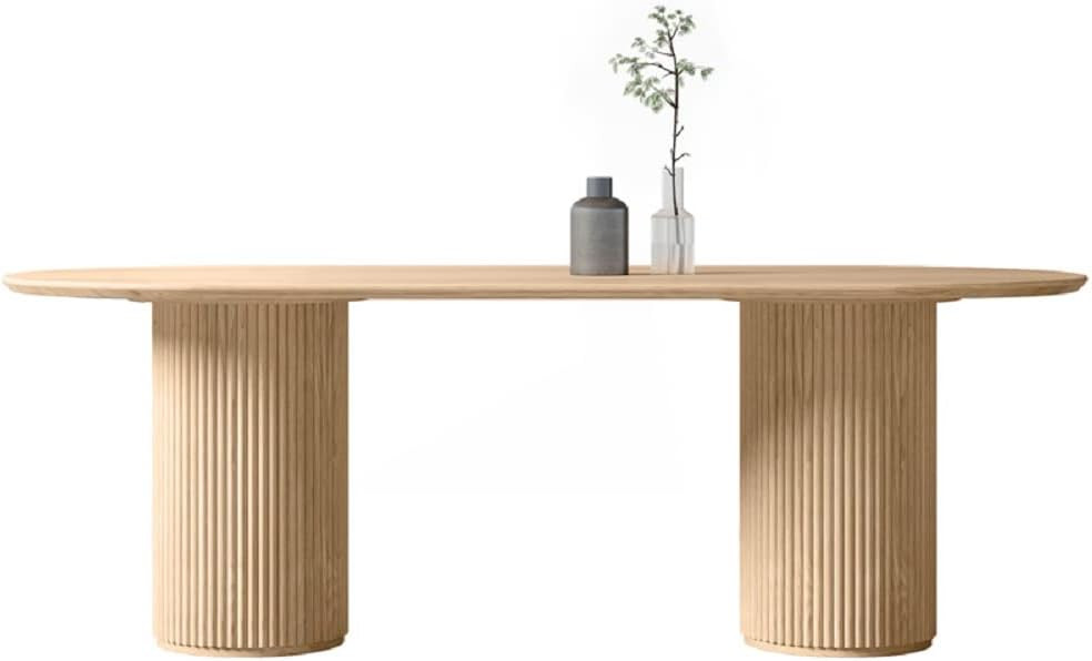 Wood Table, XINDAR Natural Oval Dining Site Table Pine Solid Wood Modern Double Pedestal Table (6... | Amazon (US)