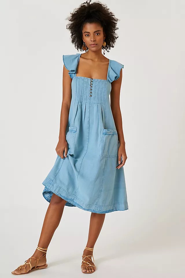 Pilcro Flutter Sleeve Midi Dress | Anthropologie (US)