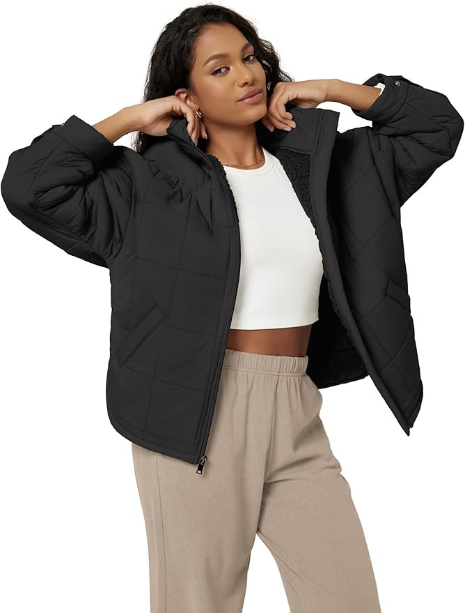 ODODOS Women's Sherpa Lined Insulated Jacket Full Zip Split Hem Long Sleeve Coat Winter Warm Oute... | Amazon (US)