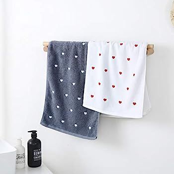 Leisofter Embroidered Heart Hand Towels(White,2-Pack, 13" x 30"),Decorative Towels for Bath, Hand... | Amazon (US)