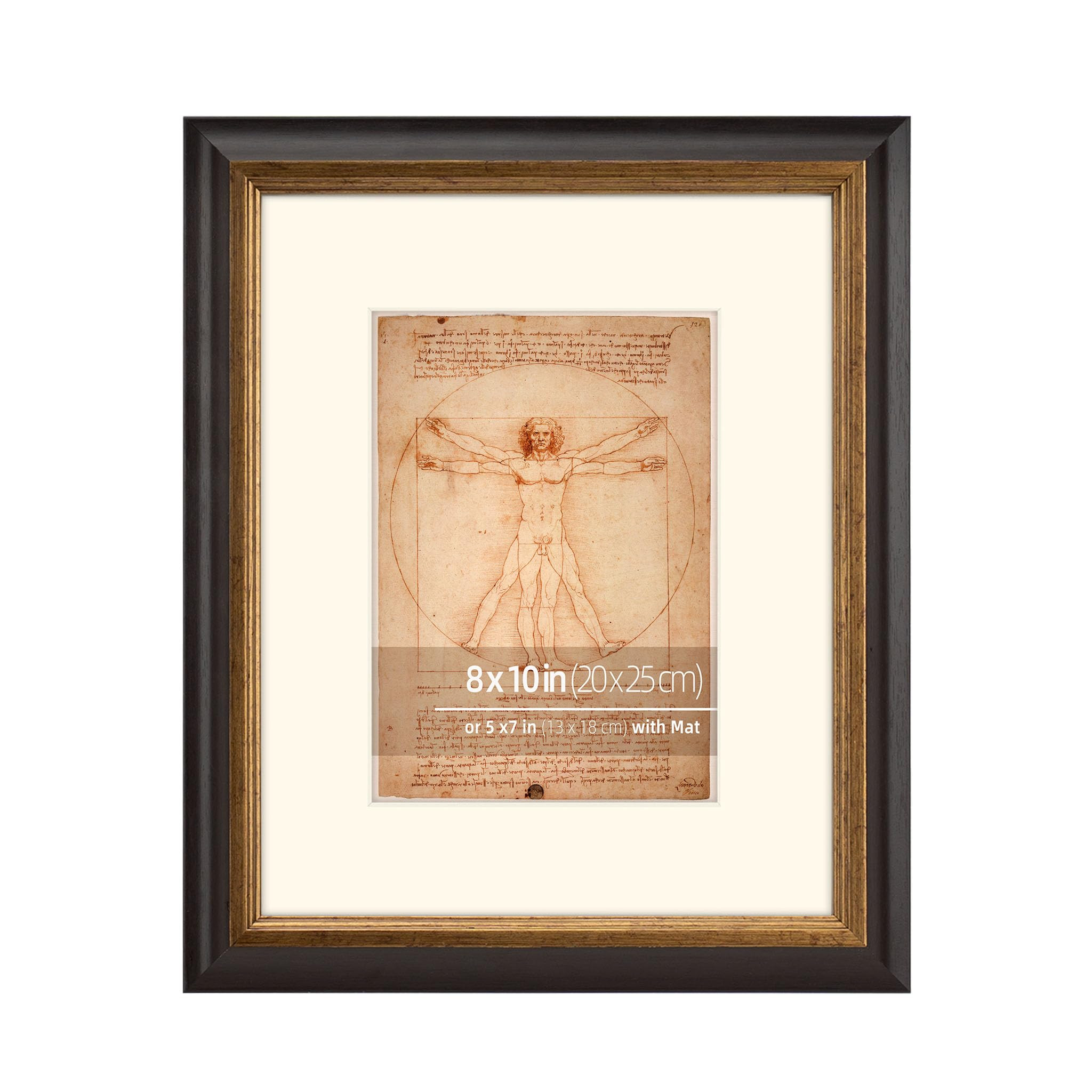 8x10 Mahogany and Distressed Bronze 2 Tone Vintage Neutral Picture Frame, Hand Painted Real Wood ... | Amazon (US)