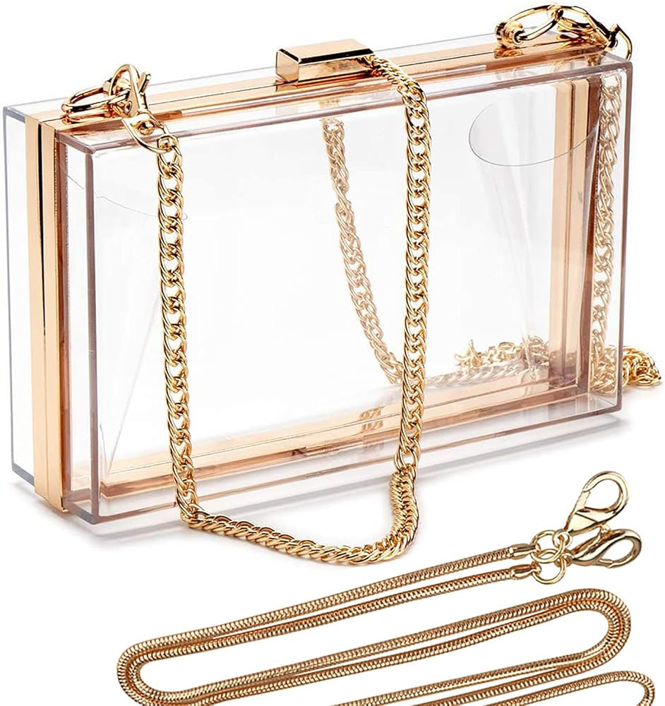Linkidea Women Clear Purse, Acrylic Box Evening Clutch Bag, Transparent Lady Party Wedding Banquet B | Amazon (US)