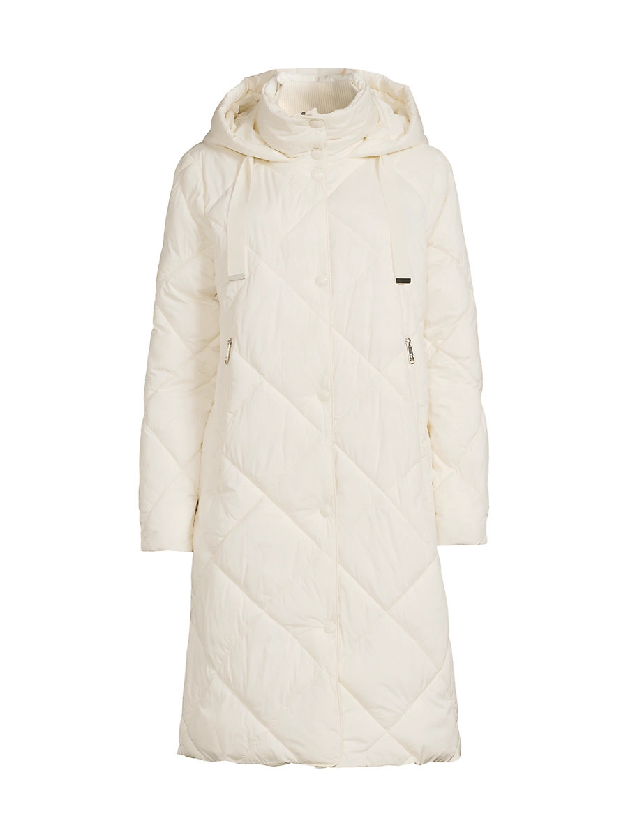 Women's Hooded Maxi Puffer Coat - Modern Ivory - Size Medium | Saks Fifth Avenue