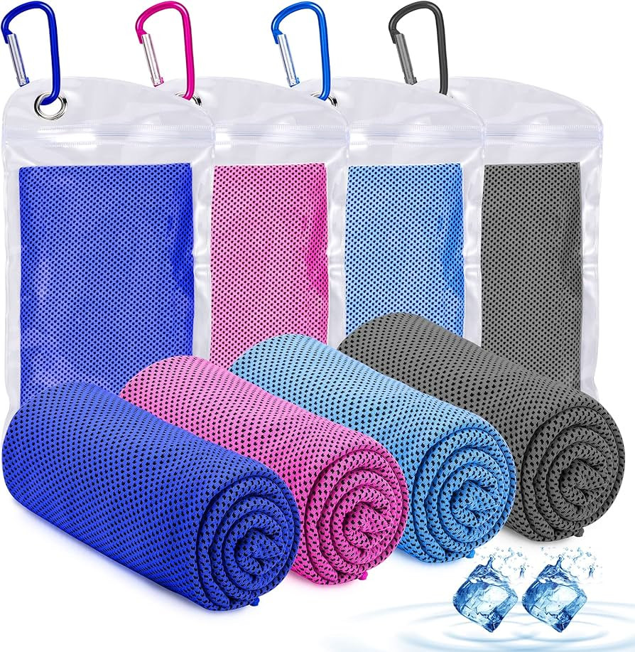 Amgico 4 Packs Cooling Towels, Sweat Towel for Hot Weather Cold Breathable Soft Lightweight Chill... | Amazon (US)