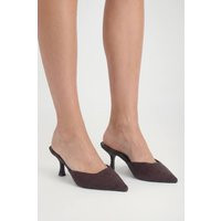 Faux Suede Square Toe Court Mules, brown | PrettyLittleThing US