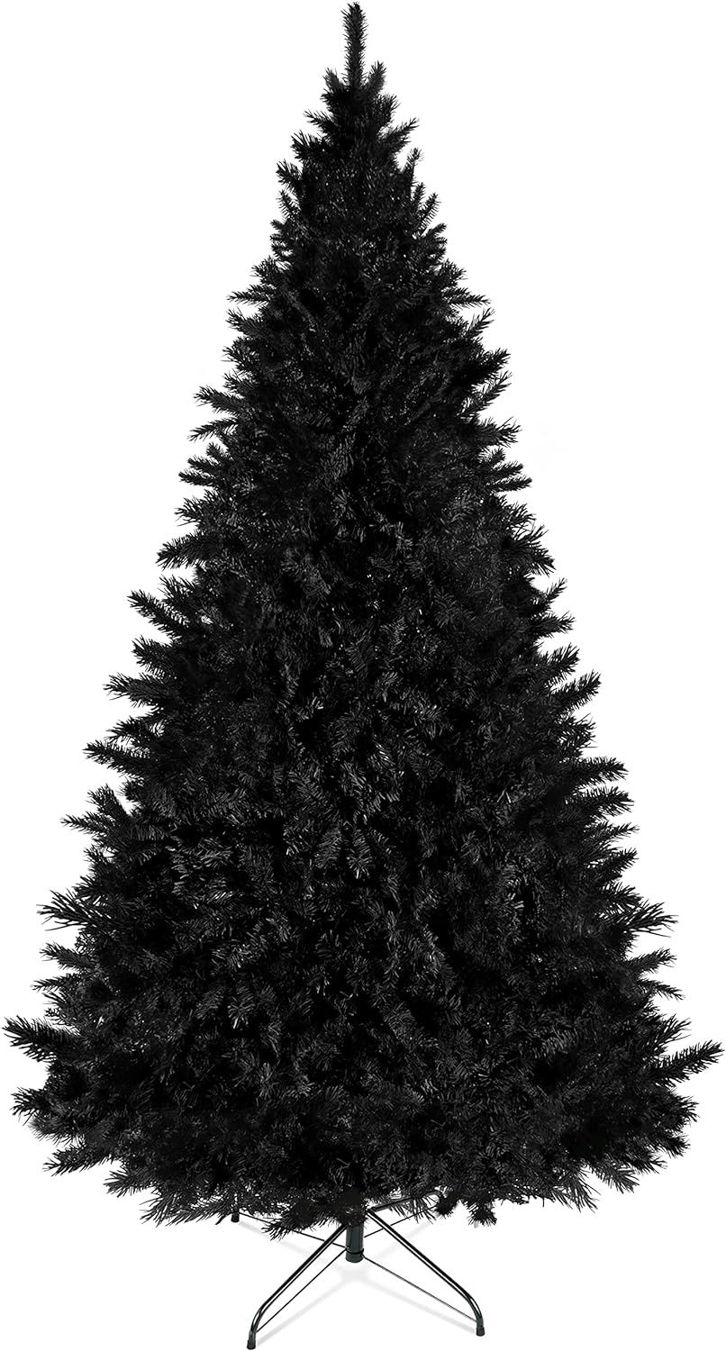 Prextex 6 Feet Black Christmas Tree - Premium Artificial Spruce Hinged Pink Christmas Tree Lightw... | Amazon (US)
