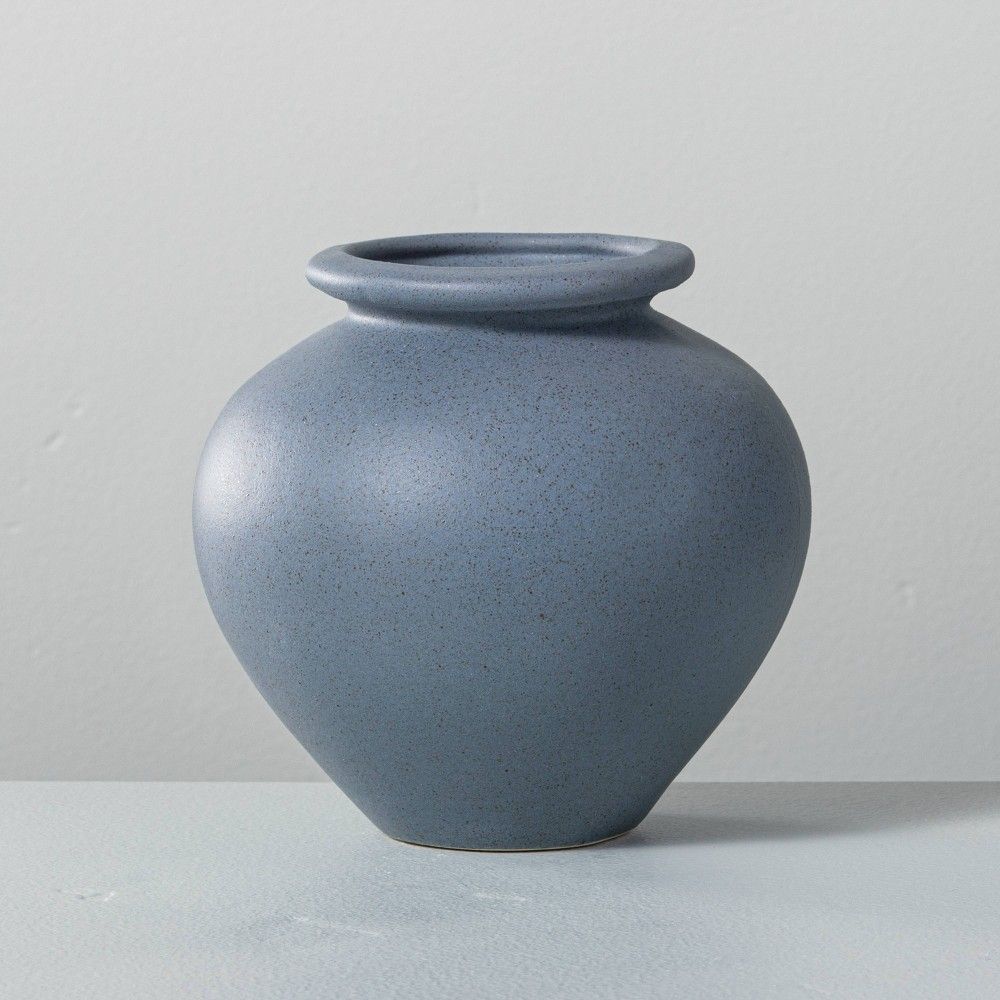 Round Tapered Ceramic Bud Vase with Lip Blue - Hearth & Hand with Magnolia | Target