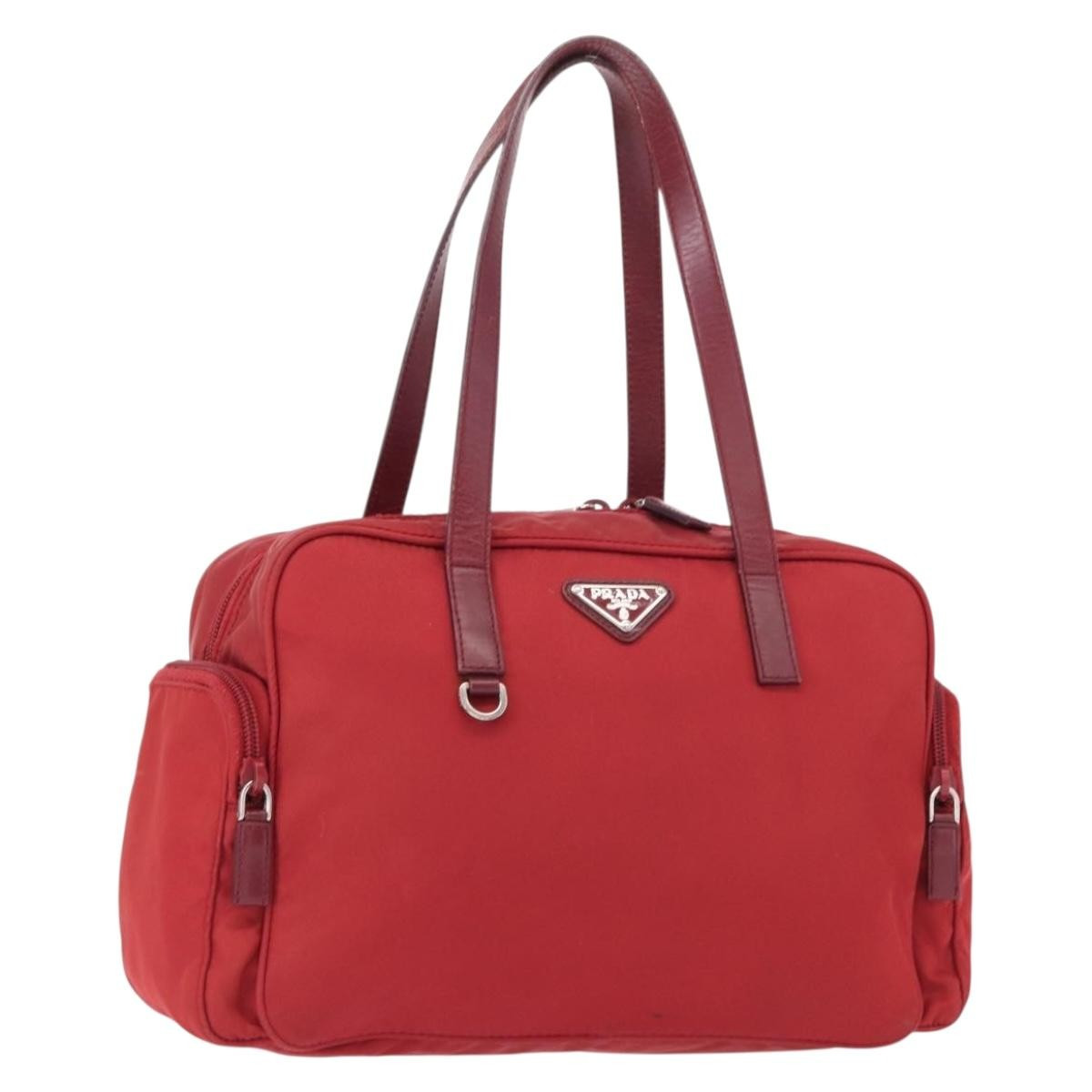 PRADA Tote Bag Nylon Red Silver Auth 153863 | eBay US