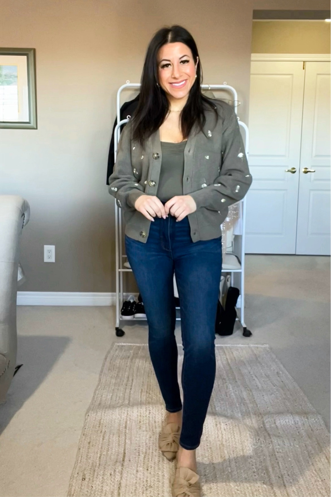 Cute and affordable spring look! Two piece cardigan set with bodysuit is such a great Walmart find! Wearing these dream denim jeans in size 2 short (I’m 5’1 , 115lbs) and the perfect pair of spring mules! Such a pretty and fresh spring style ✨ 

#LTKSeasonal #LTKSpringSale #LTKstyletip