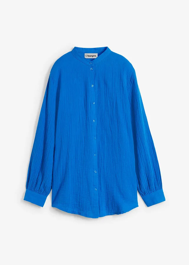 Lange blouse van luchtige mousseline azuurblauw | Bonprix NL (Influencer)