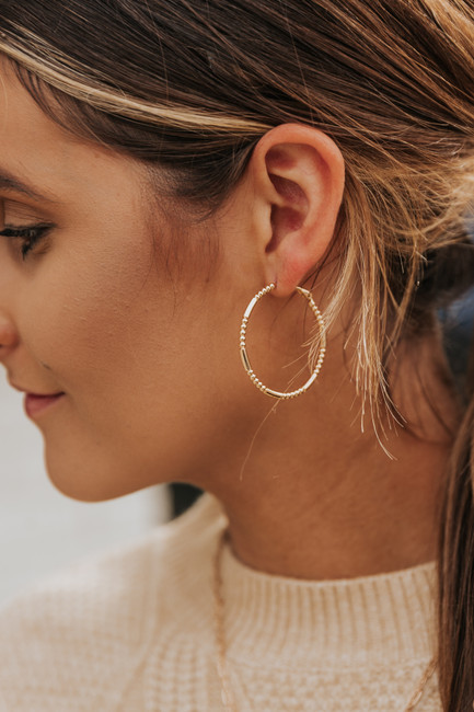 Gold Ball Textured Hoop Earrings | Magnolia Boutique