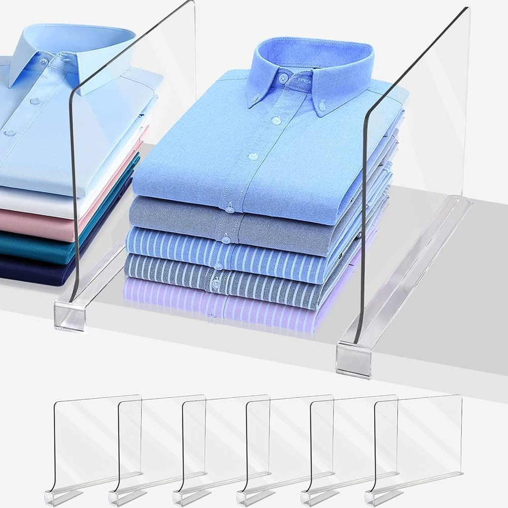Acrylic Shelf Dividers for Closet Organization, Closet Shelf Organizer Closet Organizer for Bedro... | Amazon (US)