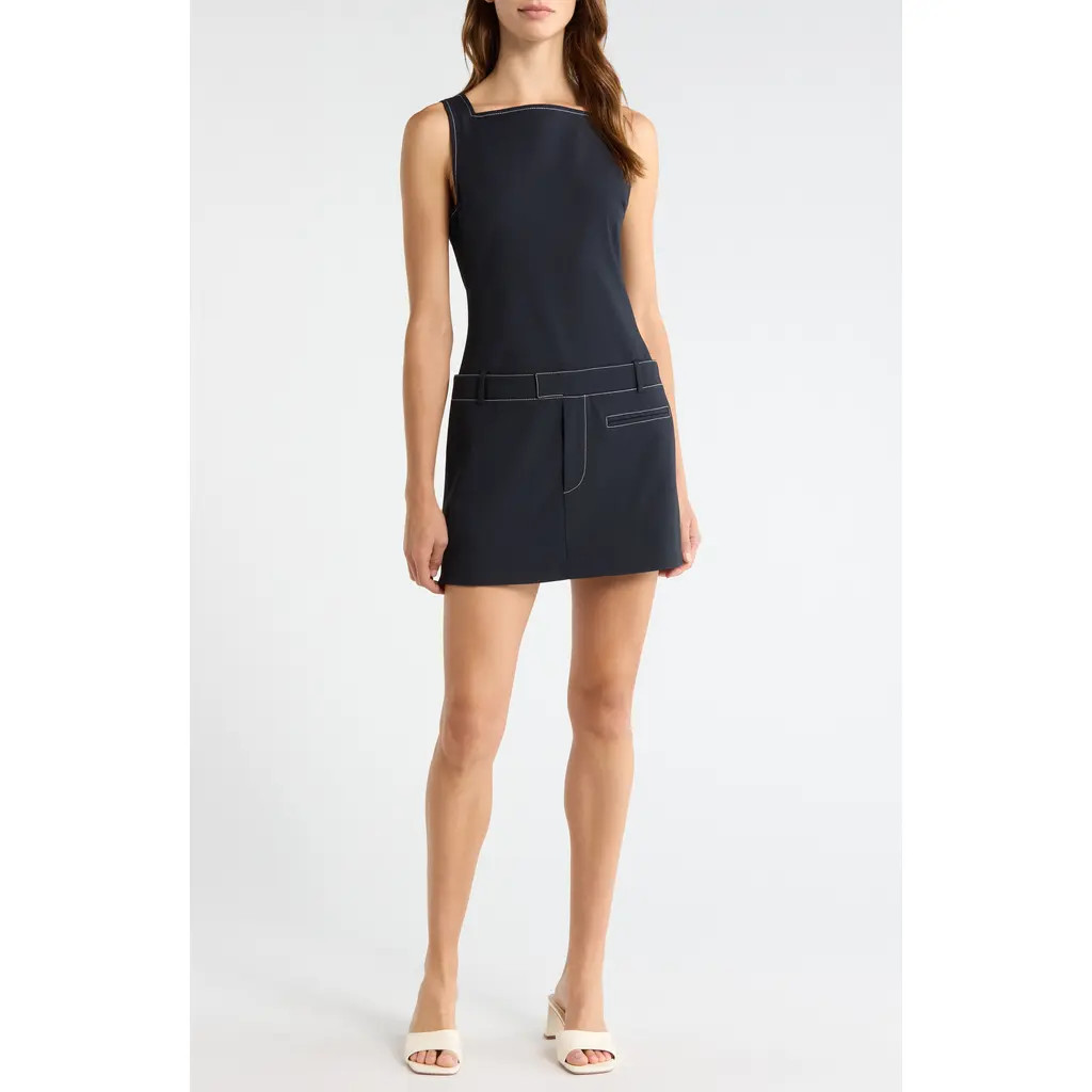 STAUD Skyla Drop Waist Minidress in Navy at Nordstrom Rack, Size X-Small | Nordstrom Rack