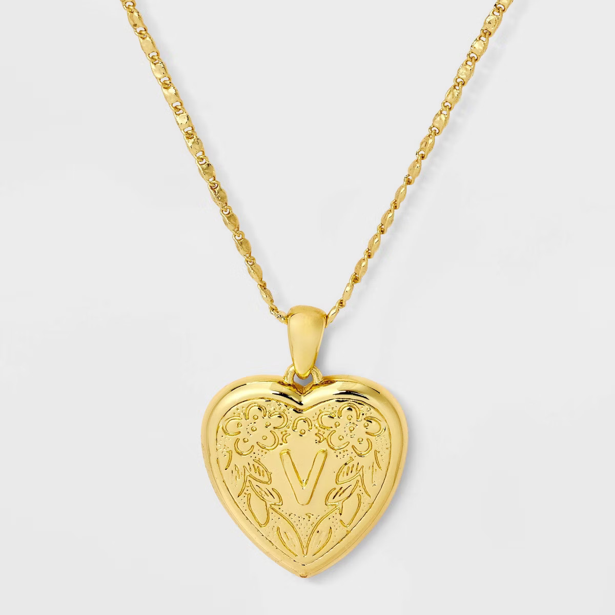 14K Gold Dipped Heart Charm V Initial Necklace - A New Day™ Gold | Target