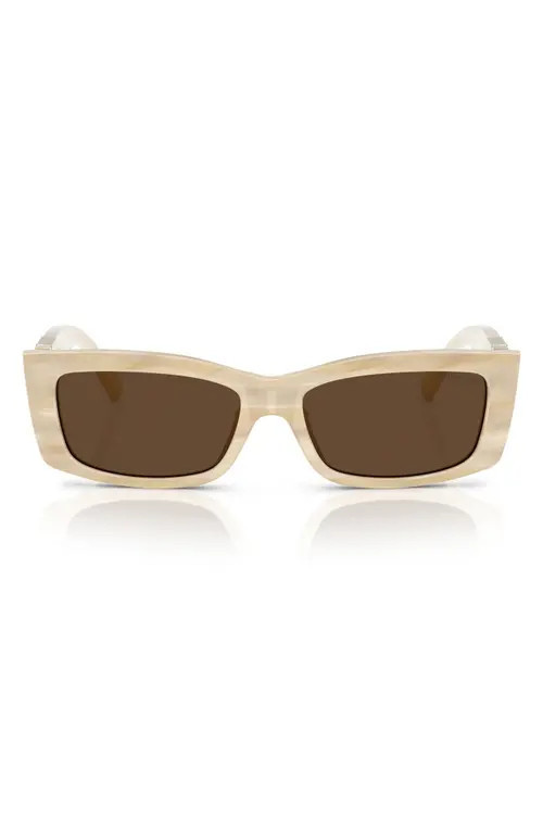 Tiffany & Co. 54mm Rectangular Sunglasses in Striped Ivory /Light Brown at Nordstrom | Nordstrom