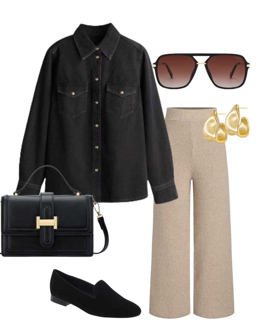 Denim top, knit pants. No notes. Week 13 Monday outfit from my 2026 capsule wardrobe!

#LTKootd