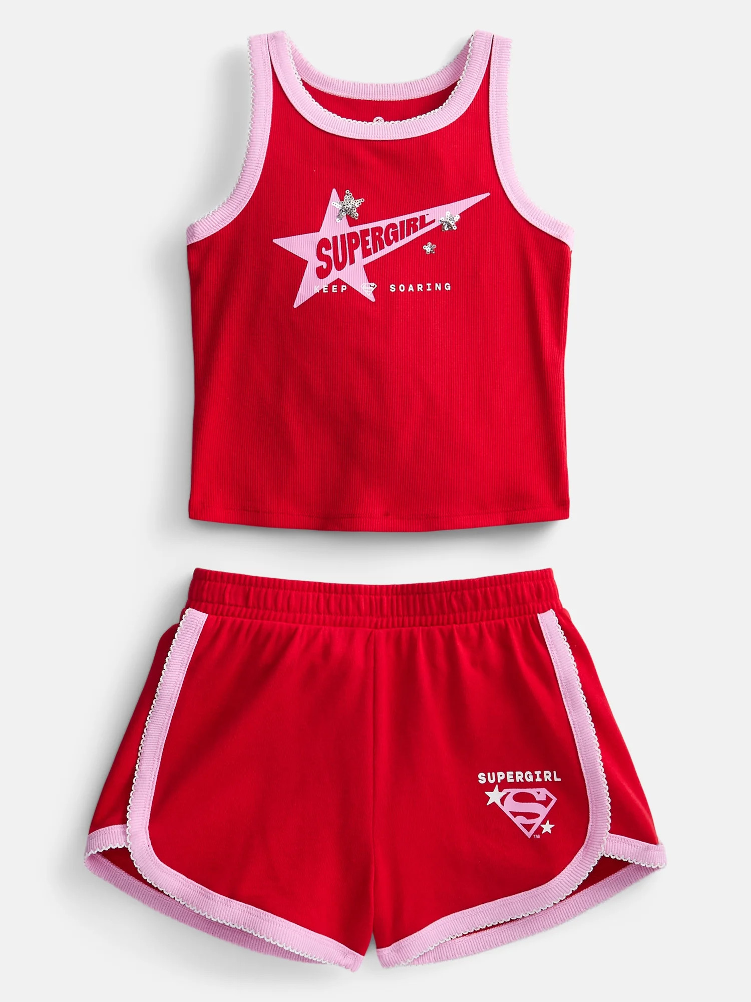 Supergirl Girls Graphic Tank Top and Matching Shorts Set, 2-Piece, Sizes 4-16 | Walmart (US)