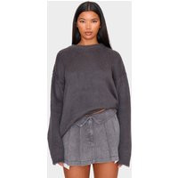 Grey Fluffy Knit Oversized Sweater | PrettyLittleThing US