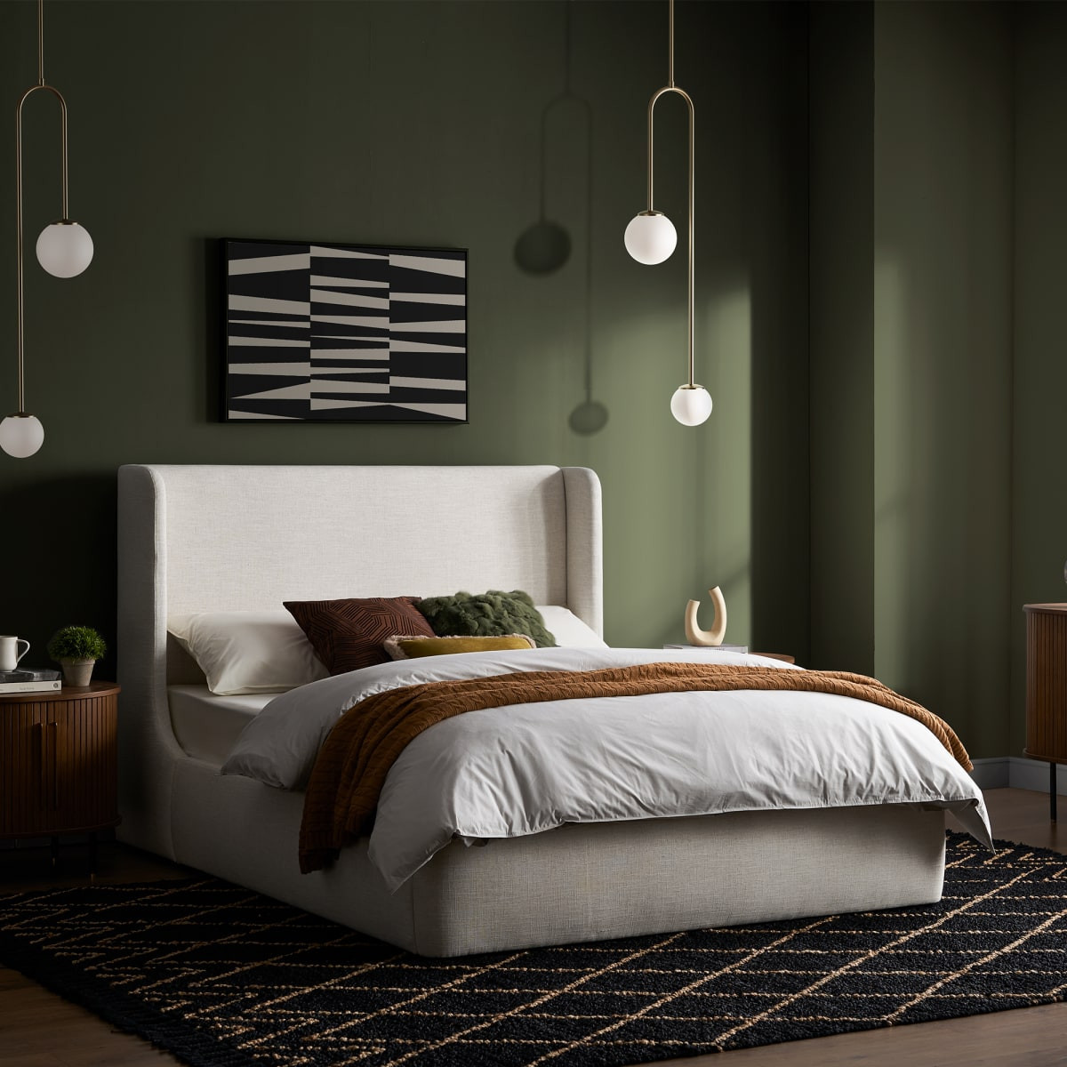 Wingback Headboard California King Size Platform Bed - Beige | Dalton by Castlery | Castlery US
