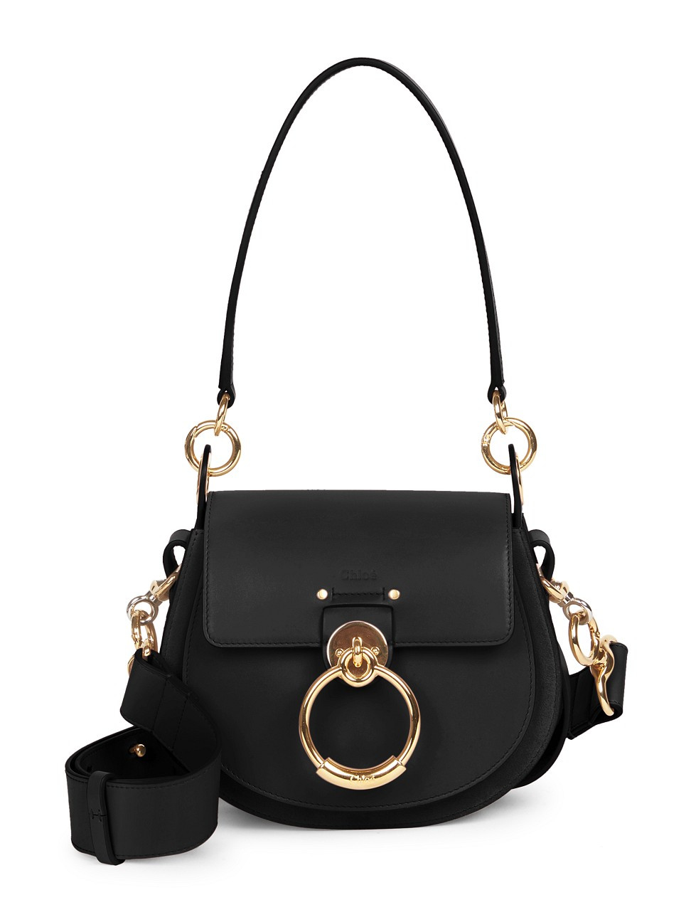 Chloé Women's Small Tess Leather Saddle Bag - Black | Saks Fifth Avenue