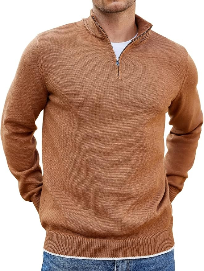 COOFANDY Men's Quarter Zip Up Pullover Slim Fit Lightweight Mock Neck Long Sleeve Sweaters | Amazon (US)