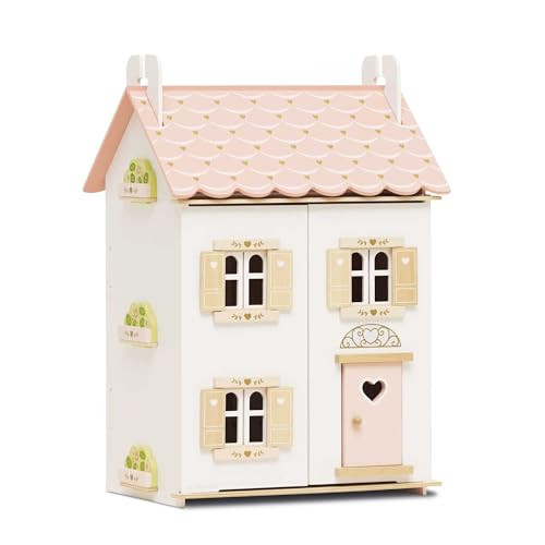 Le Toy Van – Rose Heart Wooden Doll House | Girls & Boys 3 Storey Wooden Dolls House Play Set - Suitable for Ages 3+ | Amazon (US)