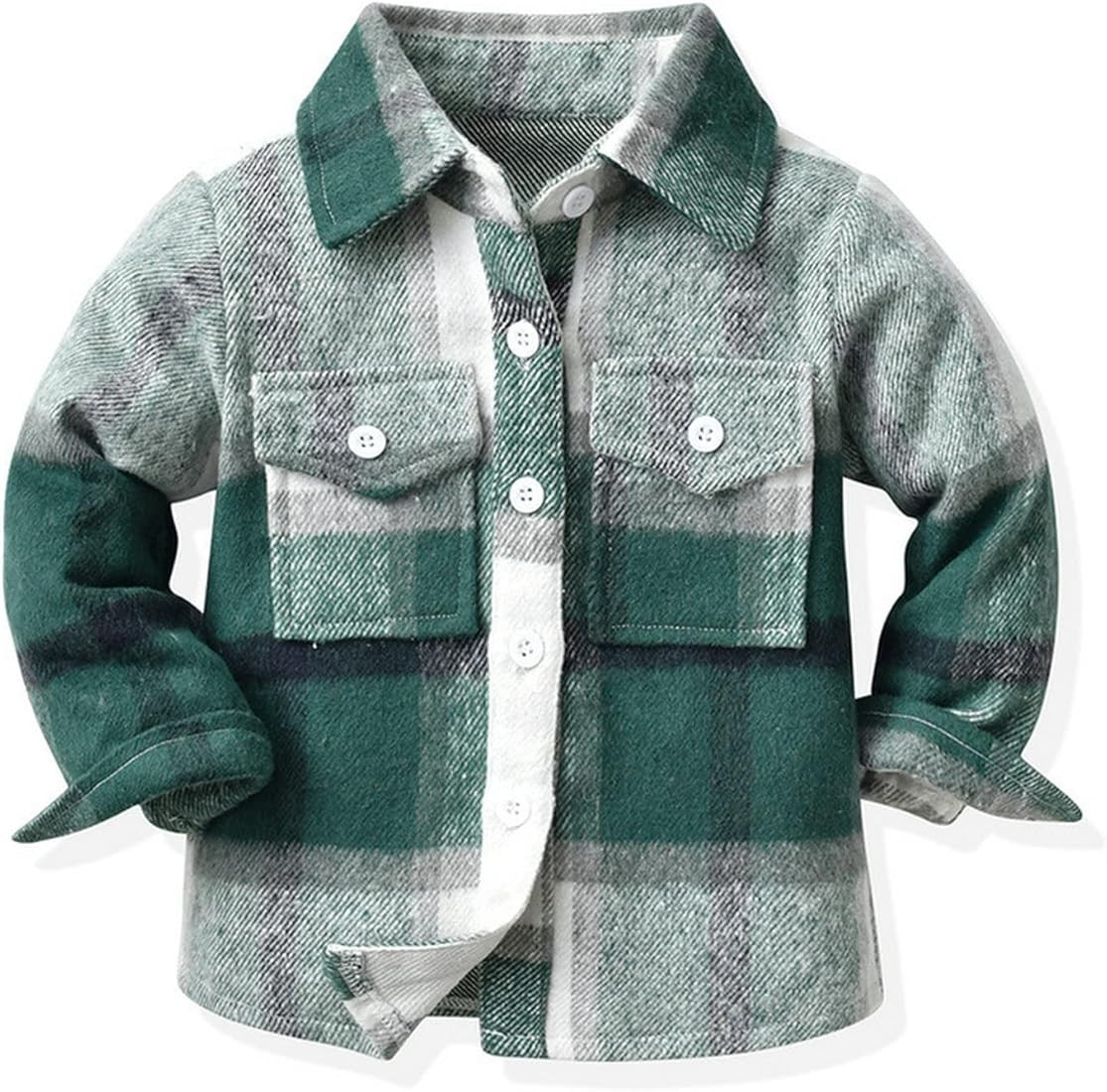 Baby Boys Kids Long Sleeve Button Down Plaid Shirts Fall Winter Flannel Shacket Jackets Tartan To... | Amazon (US)