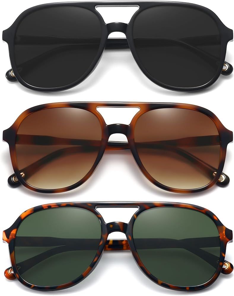 MEETSUN Retro Aviator Sunglasses for Women Men Trendy Square Aviators 70s Vintage Sun Glasses | Amazon (US)