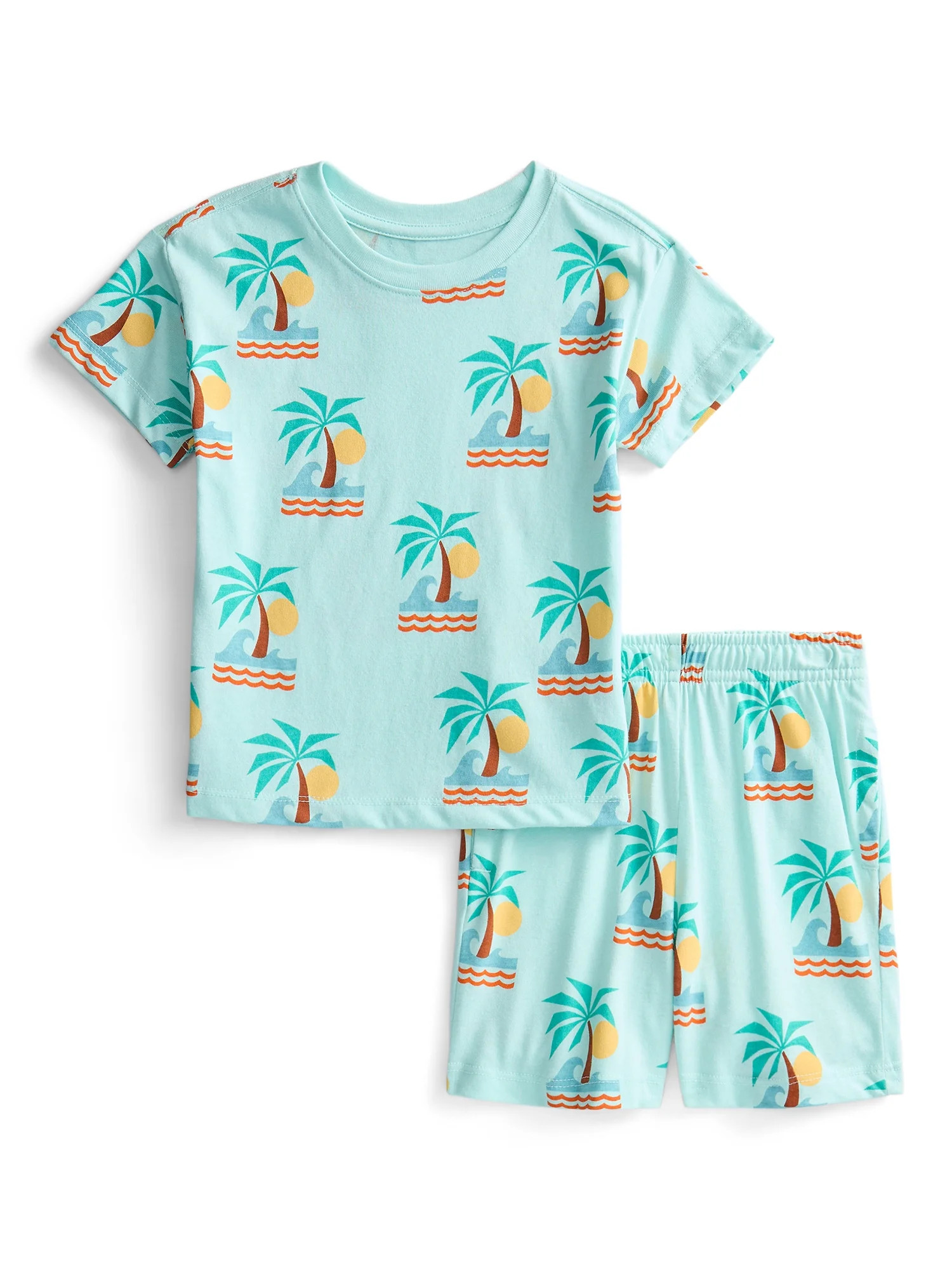 Wonder Nation Toddler Boys Short Sleeve Top and Shorts Outfit Set, 2-Piece, Sizes 12M-5T | Walmart (US)
