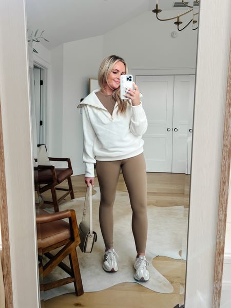 Spring Capsule Wardrobe Tan Taupe Leggings +Tank Base

Legging - size down 1 size
Pullover - Size down 1
Tank - size up if larger chested